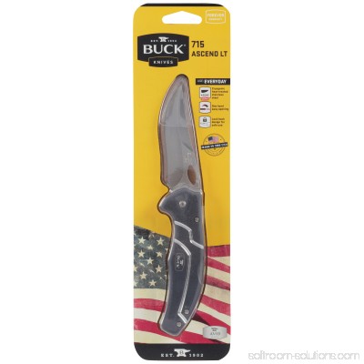 Buck Knives 0715BLSWM Ascend LT Folding Knife with Pocket Clip, Blue Aluminum Handle, Clam 555534573